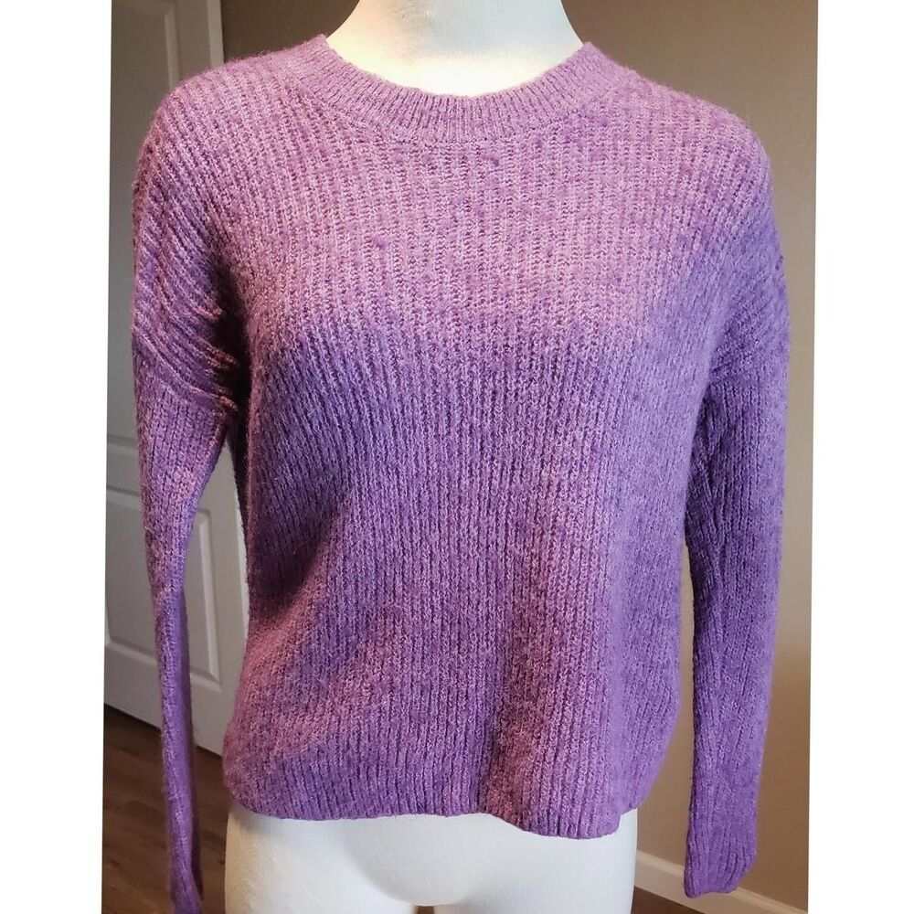 Madewell Sweater Purple Alpaca Blend Womens Cropped S Casual Chic Y2K Pullover